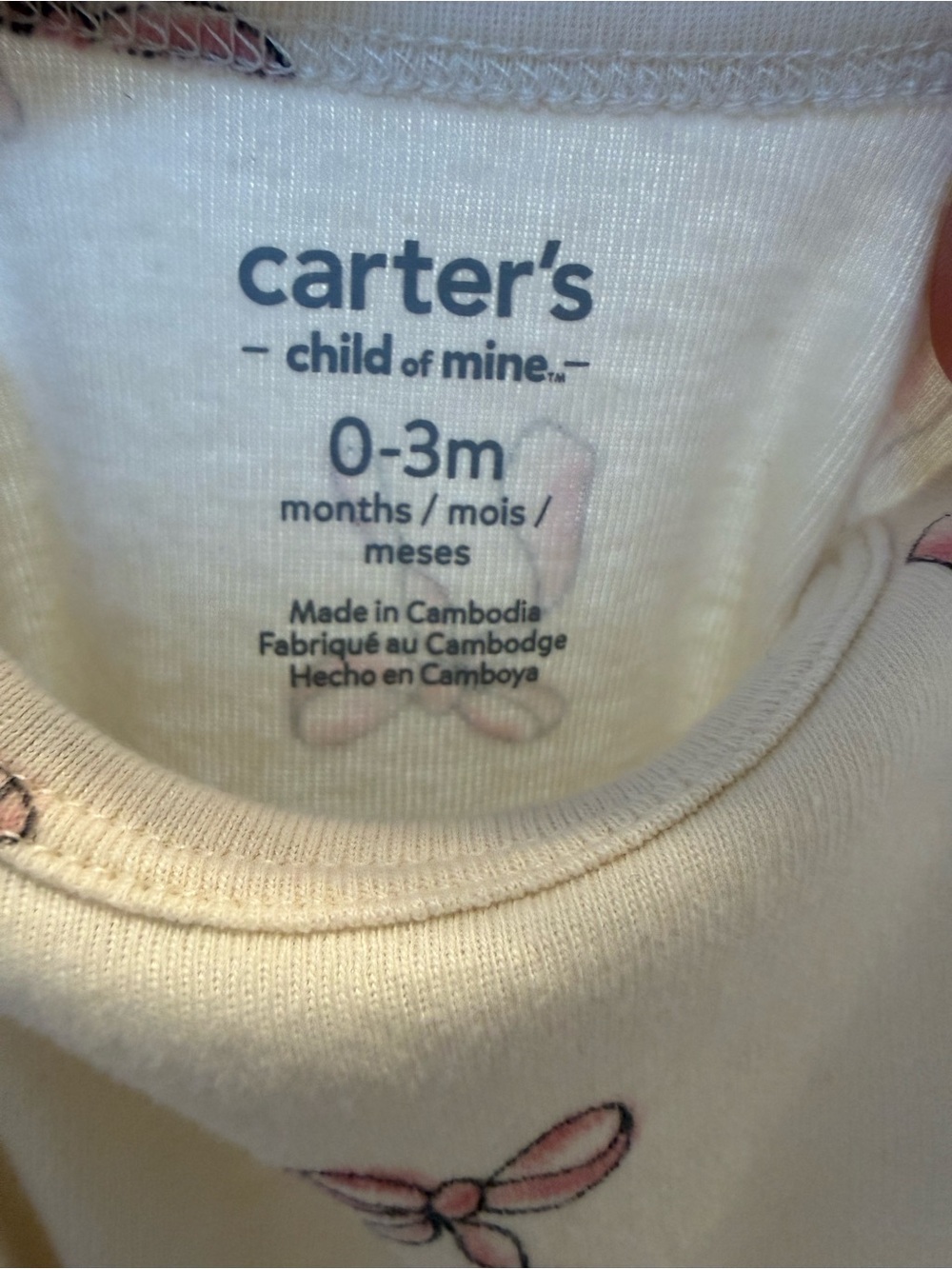 Carter’s - Long-Sleeve Bow Print One-Piece Bodysuits - Pink & White - Picture 5 of 16